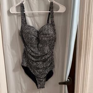 Niptuck blue white gold one piece bathing suit size 6